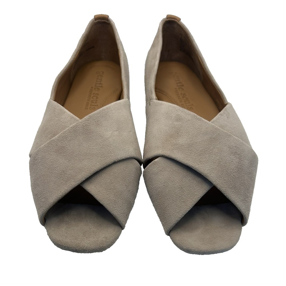 NWOT Gentle Soul Whoebe Mushroom Suede Comfort Open Toe Size 8